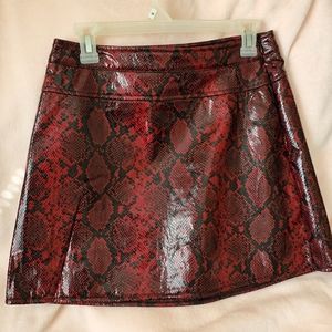Red Snake Print Mini Skirt